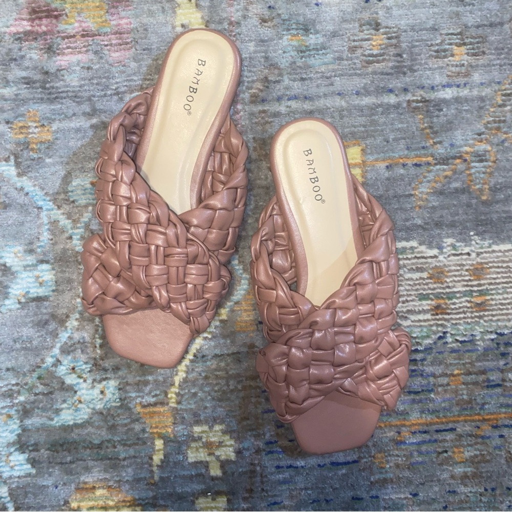 BAMBOO Mauve Woven Slide Sandal Mules